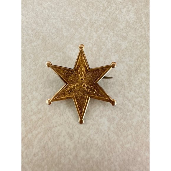 Antique Victorian stamped solid gold 6 pointed star dainty pin brooch - Picture 2 of 7